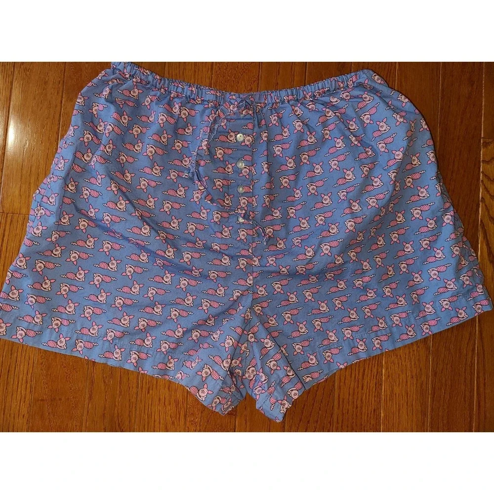 DISNEY Boxers PIGLET SHORTS SIZE XL‎ Blue and Pink Elastic Waist Tie Sz Small